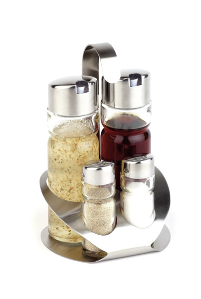 4-tlg. Menage -Pro- 12,5 x 11 cm, H: 19 cm , Edelstahl