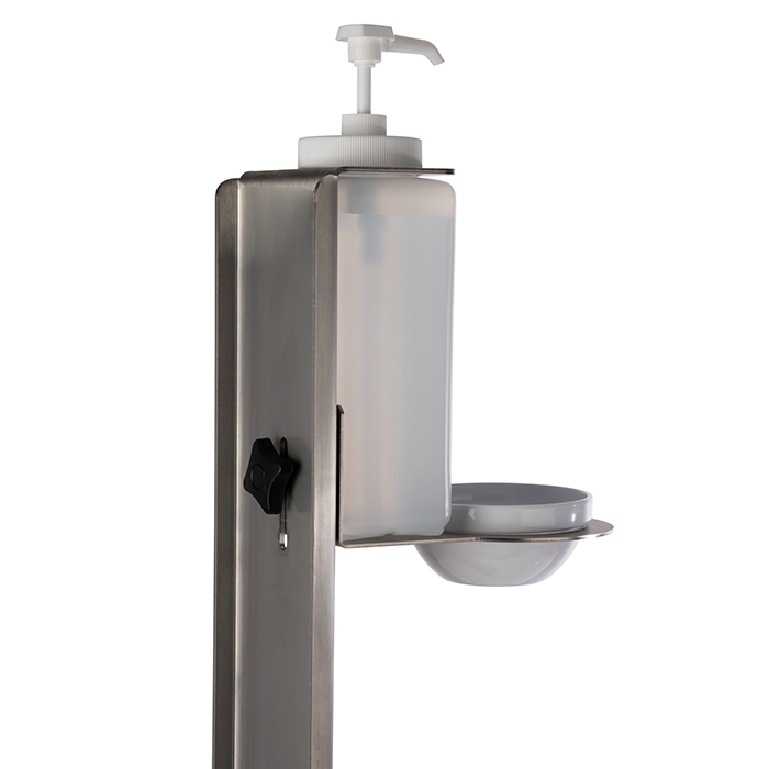 Desinfektionsständer -EASY- 29 x 25 cm, H: 110 cm Edelstahl Set bestehend aus: