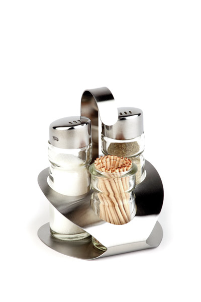 3-tlg. Menage -Pro- 9,2 x 8,5 cm, H: 11,5 cm , Edelstahl