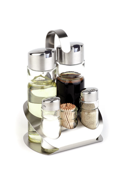 5-tlg. Menage -Pro- 13 x 11 cm, H: 19 cm , Edelstahl